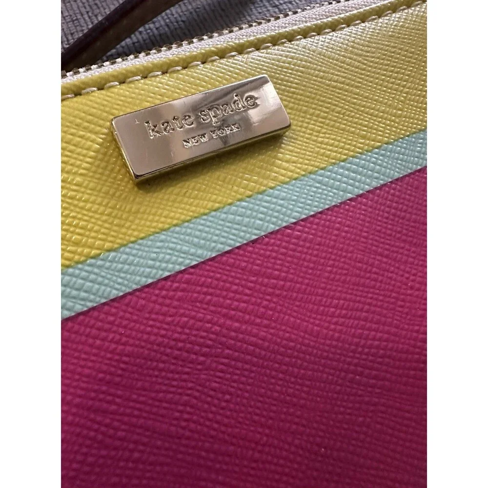 Kate Spade Striped Clutch - pink, yellow, green, white